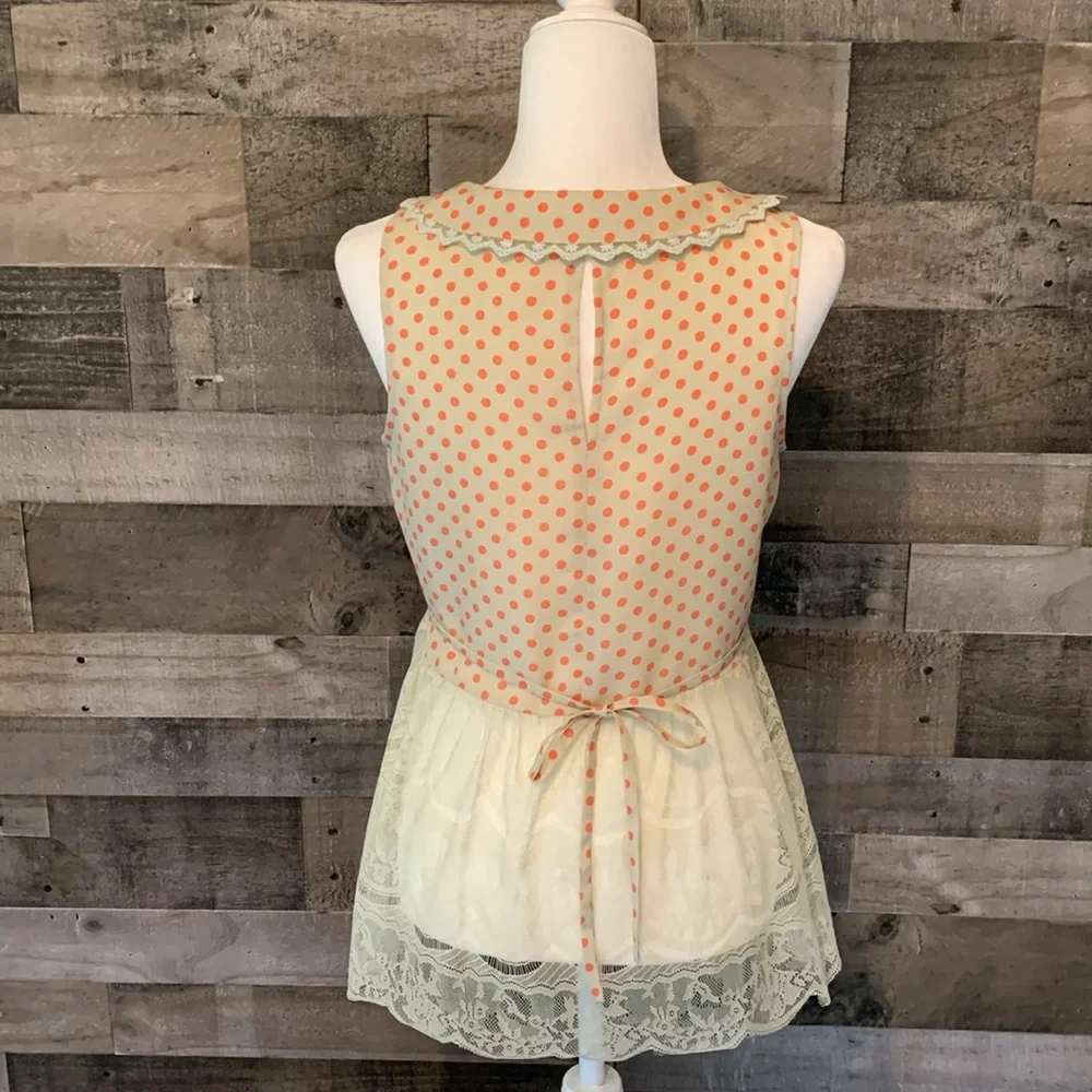 Aniina Sleeveless Polka Top with Peter Pan collar Size M - Picture 2 of 16